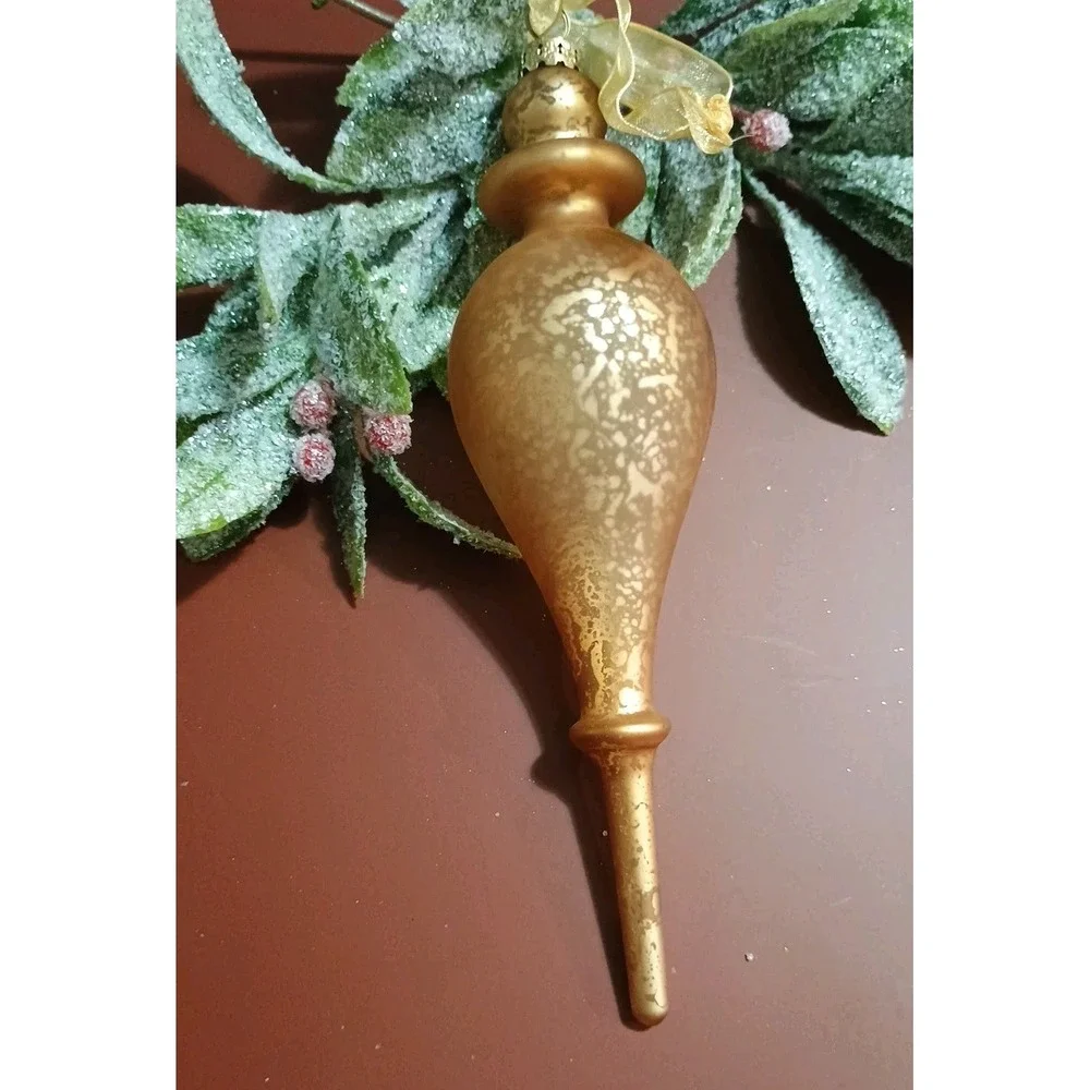 Frontgate Glass Finial‎ Christmas Ornament Gold Embellished Holiday Christmas